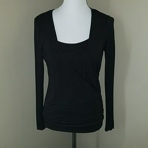 Faux wrap top with built in undershirt